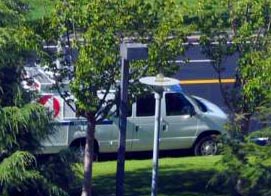The KRON van waits for us.